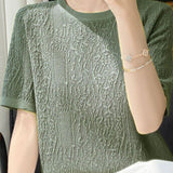 Casual Relief Jacquard Knit Top - liwisi