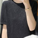 Casual Relief Jacquard Knit Top - liwisi