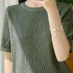 Casual Relief Jacquard Knit Top - liwisi