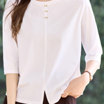 Casual Bow Three-Quarter Sleeve T-Shirt - liwisi
