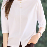 Casual Bow Three-Quarter Sleeve T-Shirt - liwisi