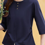 Casual Bow Three-Quarter Sleeve T-Shirt - liwisi