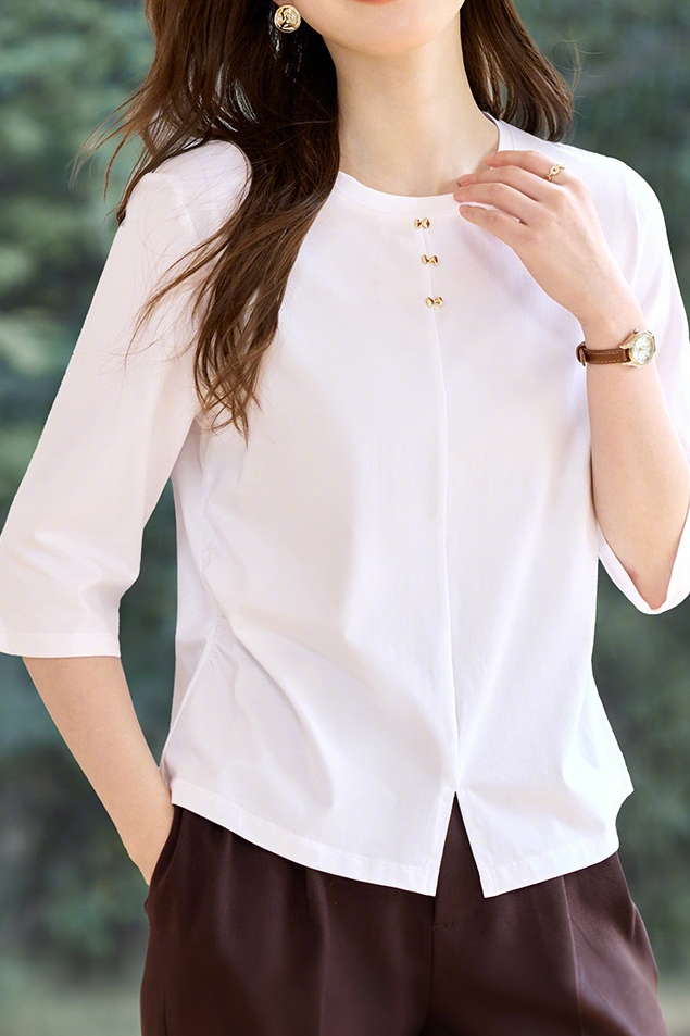 Casual Bow Three-Quarter Sleeve T-Shirt - liwisi