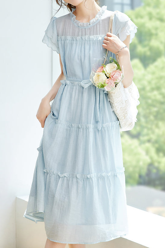 Casual Ruffle Edge Cake Dress - liwisi