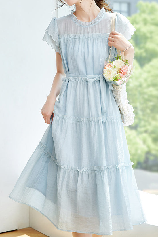 Casual Ruffle Edge Cake Dress - liwisi