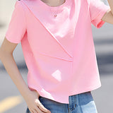 Commute Asymmetric Patchwork T-Shirt - liwisi