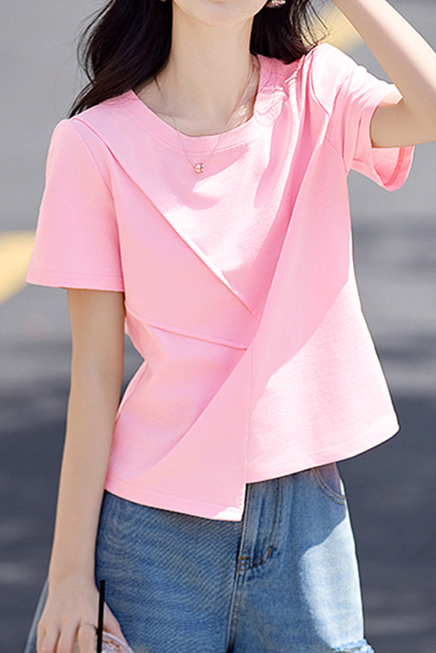Commute Asymmetric Patchwork T-Shirt - liwisi
