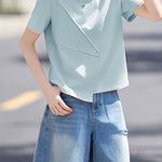Commute Asymmetric Patchwork T-Shirt - liwisi