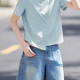 Commute Asymmetric Patchwork T-Shirt - liwisi