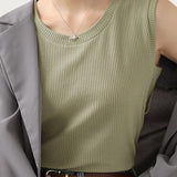 Casual Waffle Fake Two-Piece Knitted Vest - liwisi