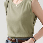 Casual Waffle Fake Two-Piece Knitted Vest - liwisi