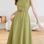 Retro Denim Pleated Short Sleeve Dress - liwisi