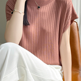 Casual Minimalist Off-Shoulder Short Sleeve Knit Top - liwisi