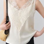 Elegant Lace V-Neck Sleeveless Vest - liwisi