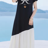 Casual Bow Print Patchwork Dress - liwisi