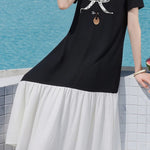 Casual Bow Print Patchwork Dress - liwisi