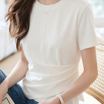 Casual Commute Asymmetric Pleated T-Shirt - liwisi