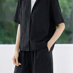 Lazy Style Lapel Shirt & Shorts Set - liwisi
