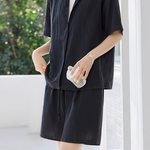 Lazy Style Lapel Shirt & Shorts Set - liwisi