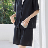Lazy Style Lapel Shirt & Shorts Set - liwisi