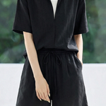 Lazy Style Lapel Shirt & Shorts Set - liwisi