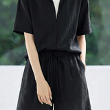 Lazy Style Lapel Shirt & Shorts Set - liwisi
