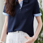 Casual Contrast Stripe Love Heart Embroidered T-Shirt - liwisi