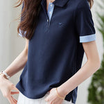 Casual Contrast Stripe Love Heart Embroidered T-Shirt - liwisi