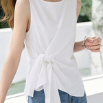 Casual Knot Tie Sleeveless Vest - liwisi