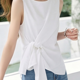 Casual Knot Tie Sleeveless Vest - liwisi