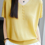 Casual Three-Dimensional Dot V-Neck Knit Top - liwisi