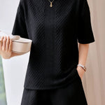 Casual Diamond Jacquard Short-Sleeve Shorts Two-Piece Set - liwisi