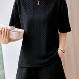 Casual Diamond Jacquard Short-Sleeve Shorts Two-Piece Set - liwisi