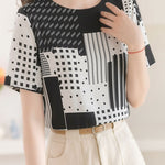 Casual Geometric Print Color-Block Shirt - liwisi