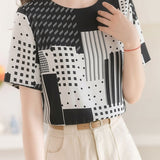 Casual Geometric Print Color-Block Shirt - liwisi