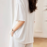 Casual Minimalist Water Ripple Short-Sleeve Shorts Set - liwisi