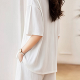 Casual Minimalist Water Ripple Short-Sleeve Shorts Set - liwisi