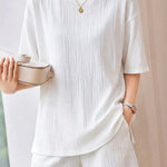 Casual Minimalist Water Ripple Short-Sleeve Shorts Set - liwisi