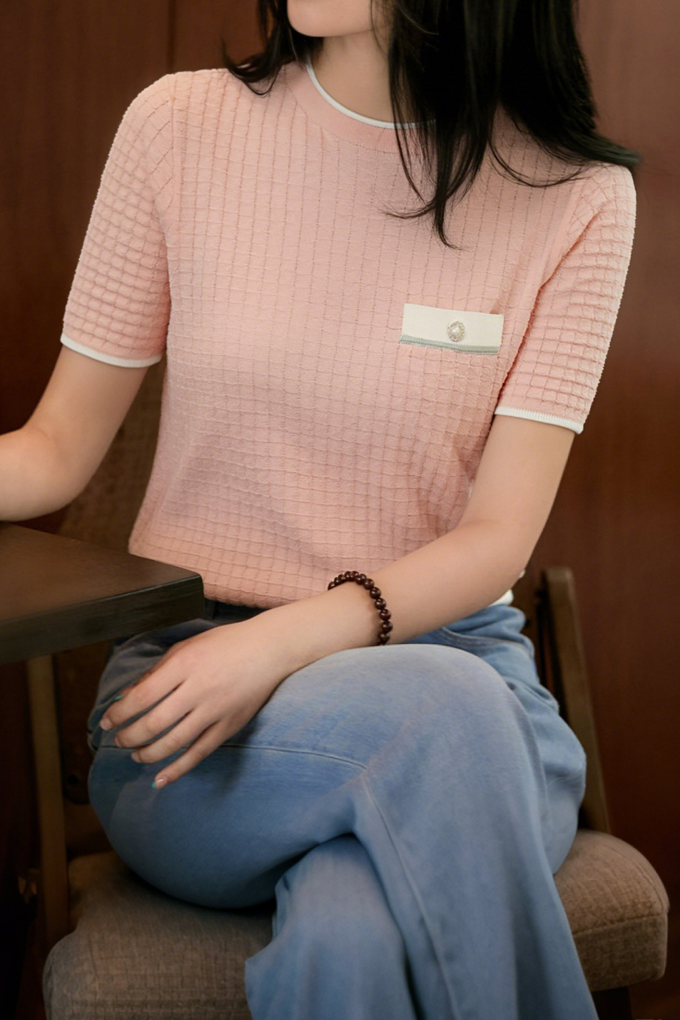 Casual Waffle Knit Color-Block Sweater - liwisi