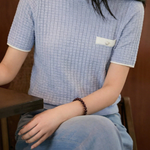 Casual Waffle Knit Color-Block Sweater - liwisi