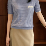 Casual Waffle Knit Color-Block Sweater - liwisi