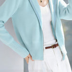 Casual Knitted Hooded Short Cardigan Coat - liwisi