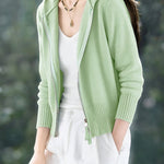 Casual Knitted Hooded Short Cardigan Coat - liwisi