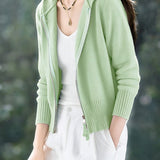 Casual Knitted Hooded Short Cardigan Coat - liwisi