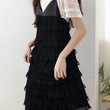 Casual Elegant Fake Two-Piece Strap Mesh Dress