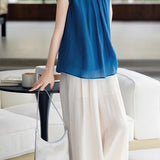 Casual Short Sleeve Shirt Wide-Leg Pants Set