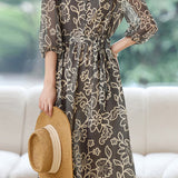 Casual Elegant V-Neck Print Dress