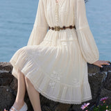 Casual Retro Embroidery Tassel Dress