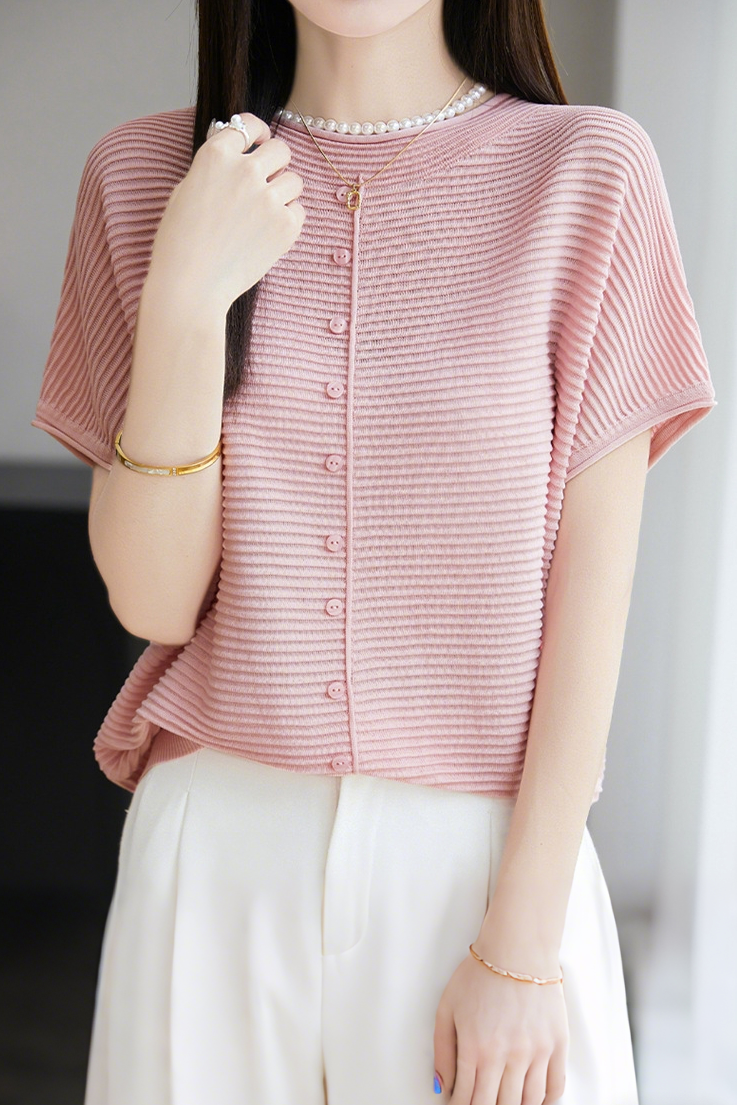 Casual Simple Striped Texture Knit Sweater - liwisi