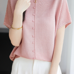 Casual Simple Striped Texture Knit Sweater - liwisi